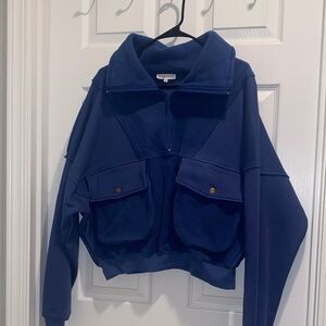 Blue Fleece Jacket with Pockets